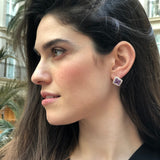 Square Amethyst Earrings - Genuine Amethyst Earrings - Amethyst Vintage Studs