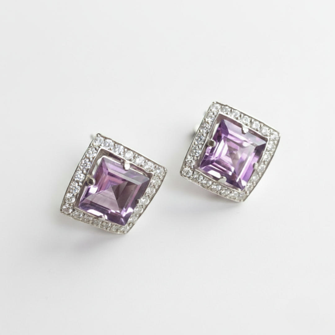 Silver Amethyst Earrings