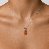 Carnelian Pendant - Red Oval Necklace - Classic Solitaire Necklace