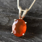 Carnelian Pendant, Natural Carnelian, Red Oval Pendant, Layering Necklace, Oval Pendant, Valentines Gift, Gift for Her, Solid Silver Pendant