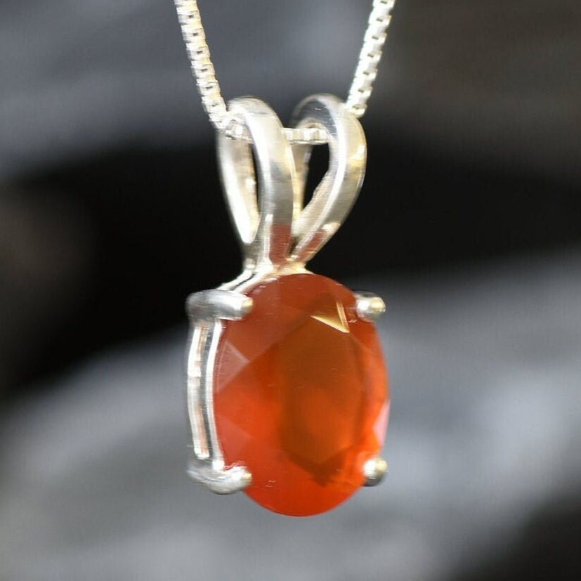 Carnelian Pendant, Natural Carnelian, Red Oval Pendant, Layering Necklace, Oval Pendant, Valentines Gift, Gift for Her, Solid Silver Pendant