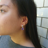 Genuine Amethyst Earrings - Purple Drop Earrings - Vintage Round Earrings