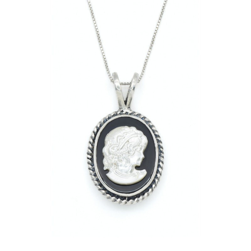 Cameo Pendant, Genuine Gem Pendant, Roman Jewelry, Vintage Pendant, Antique Pendant, Silver Pendant, Sterling Silver Pendant