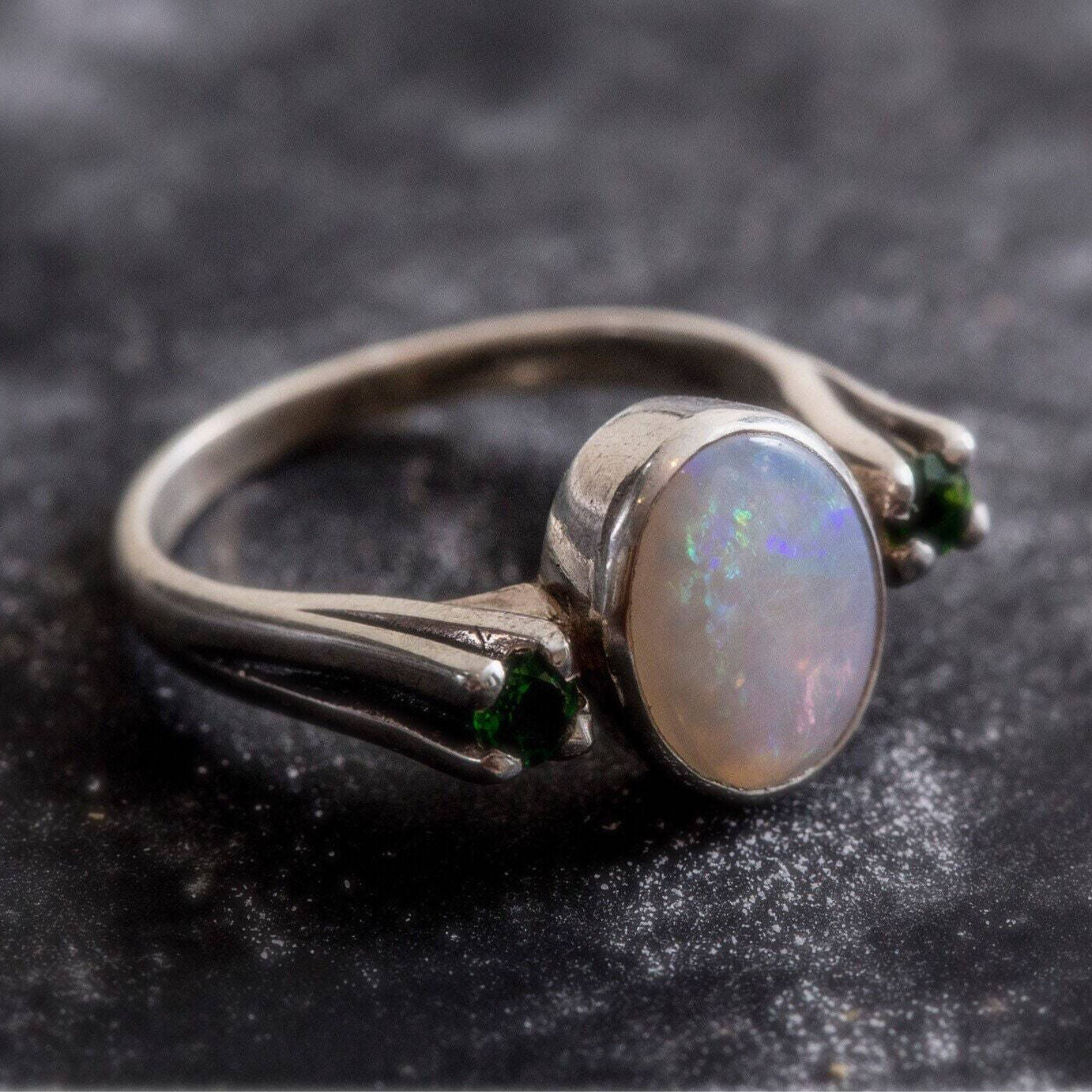 Elegant 925 Sterling Silver ring with white opal, ideal for daily wear and a thoughtful gift for October birthday celebrations.