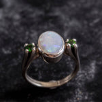 Stylish 925 Sterling Silver Opal Ring with brilliant white opal, an exquisite gift choice for October birthdays and holidays.