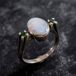 Opal Ring made in 925 Sterling Silver with White Opal in setting, October Birthstone gift idea, symbolizes hope, luck, protection, and creativity, ideal for everyday wear and perfect for birthday gifting and special occasions.