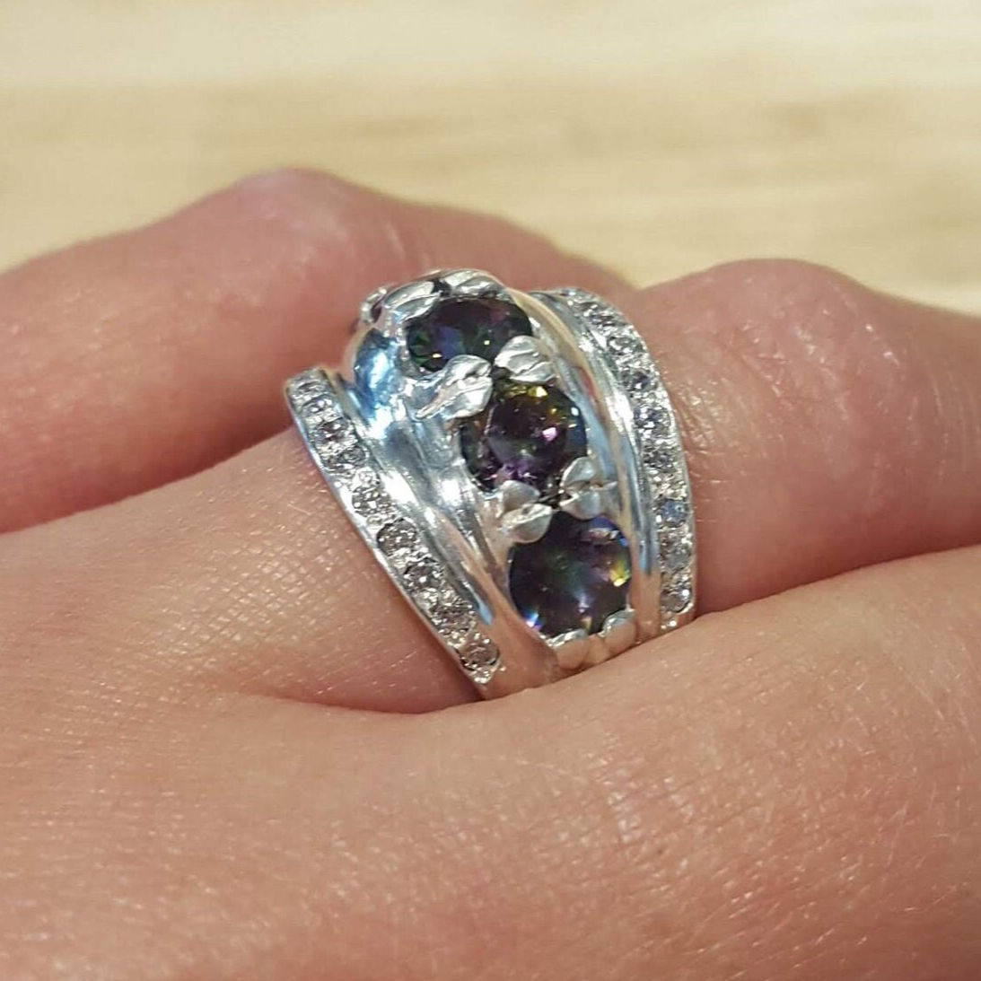 Genuine Topaz Ring, Mystic Topaz, Natural Topaz, December Birthstone, Purple Ring, Vintage Rings, December Ring, Solid Silver Ring, Topaz