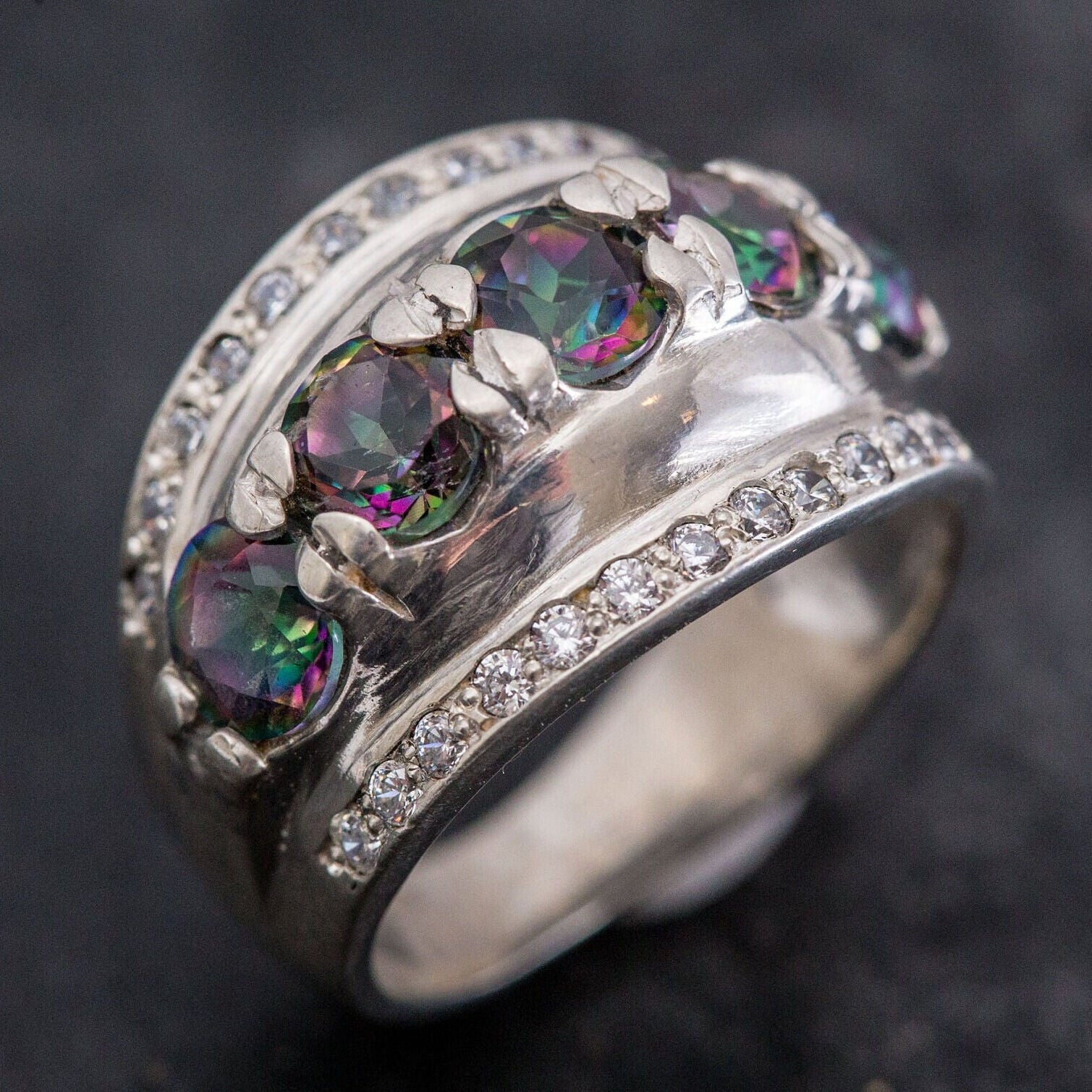 Genuine Topaz Ring, Mystic Topaz, Natural Topaz, December Birthstone, Purple Ring, Vintage Rings, December Ring, Solid Silver Ring, Topaz