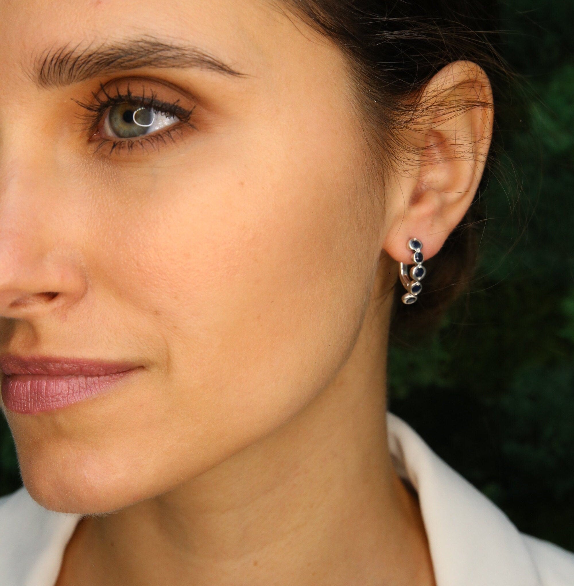 Natural Emerald Earrings in 925 Silver, featuring a round emerald, perfect for birthdays and symbolizing harmony and growth.