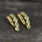 Natural Emerald Earrings made in 18k Gold Vermeil with Round Natural Green Emerald in Flush setting, May Birthstone gift idea, symbolizes growth, harmony, and deep emotional healing, ideal for everyday wear and perfect for birthday gifting and special occasions.