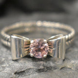 Pink Diamond Ring, Morganite Ring, Created Morganite, Silver Ribbon Ring, Pink Vintage Ring, Pink Ring, Vintage Rings, Solid Silver Ring