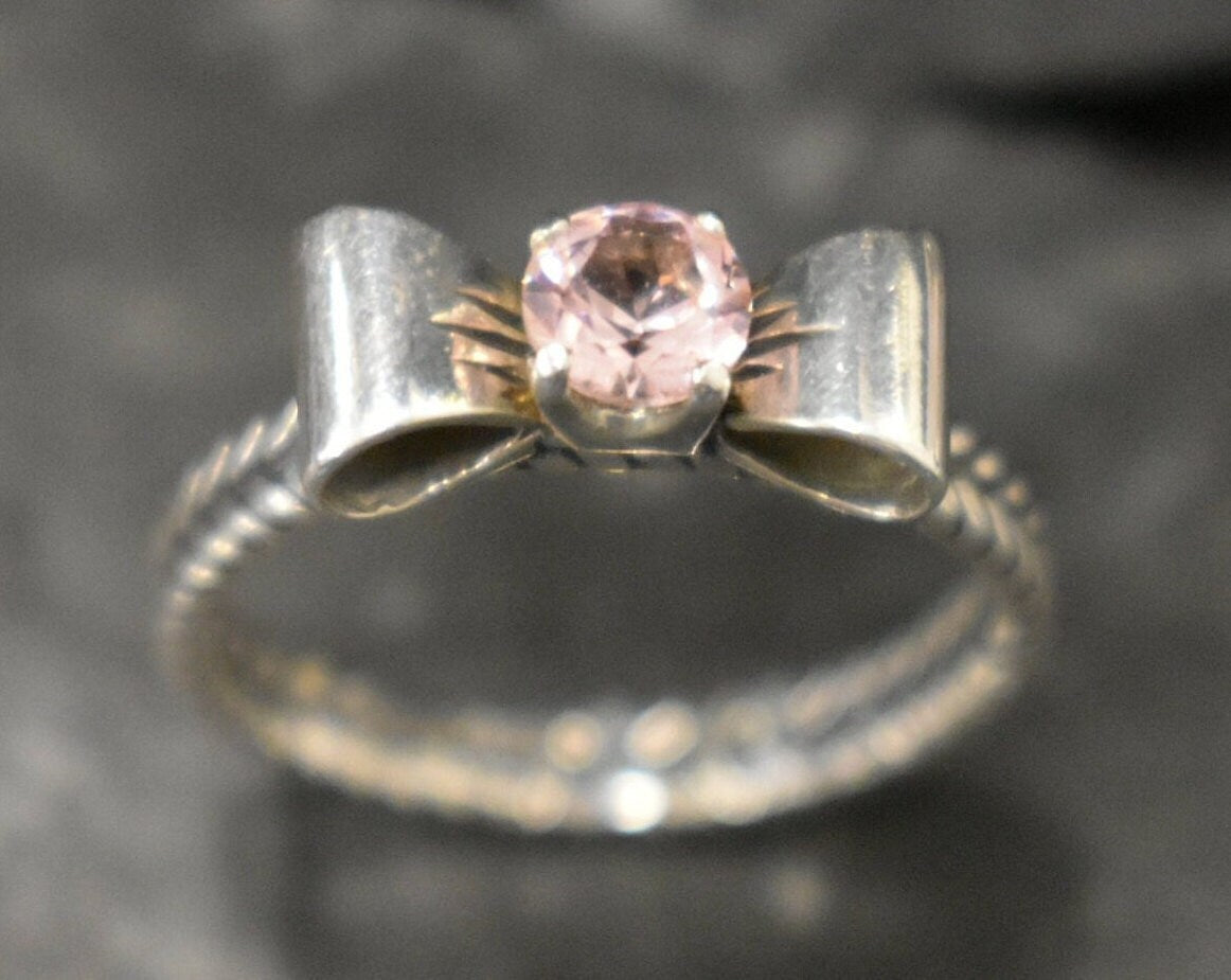 Pink Diamond Ring, Morganite Ring, Created Morganite, Silver Ribbon Ring, Pink Vintage Ring, Pink Ring, Vintage Rings, Solid Silver Ring