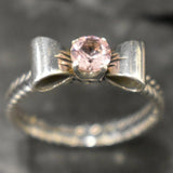 Pink Diamond Ring, Morganite Ring, Created Morganite, Silver Ribbon Ring, Pink Vintage Ring, Pink Ring, Vintage Rings, Solid Silver Ring