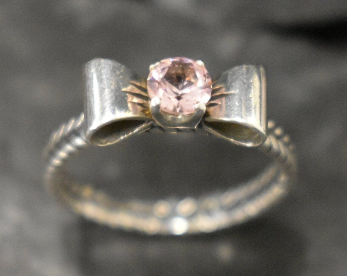 Pink Diamond Ring, Morganite Ring, Created Morganite, Silver Ribbon Ring, Pink Vintage Ring, Pink Ring, Vintage Rings, Solid Silver Ring