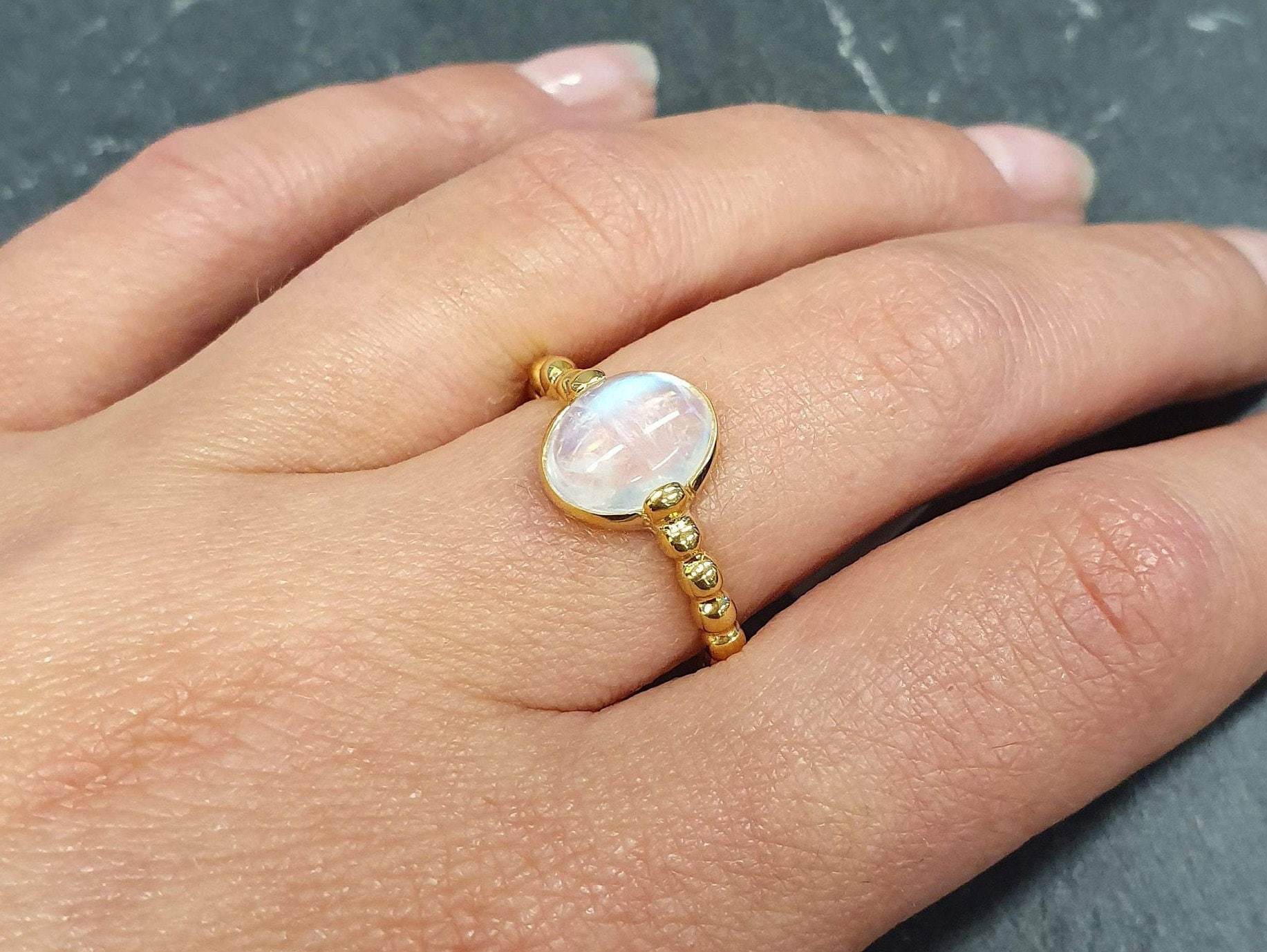 Moonstone Ring, Rainbow Moonstone, Natural Moonstone, June Birthstone, June Ring, Vintage Rings, Moonstone, Solid Silver Ring, Rainbow Ring(1)