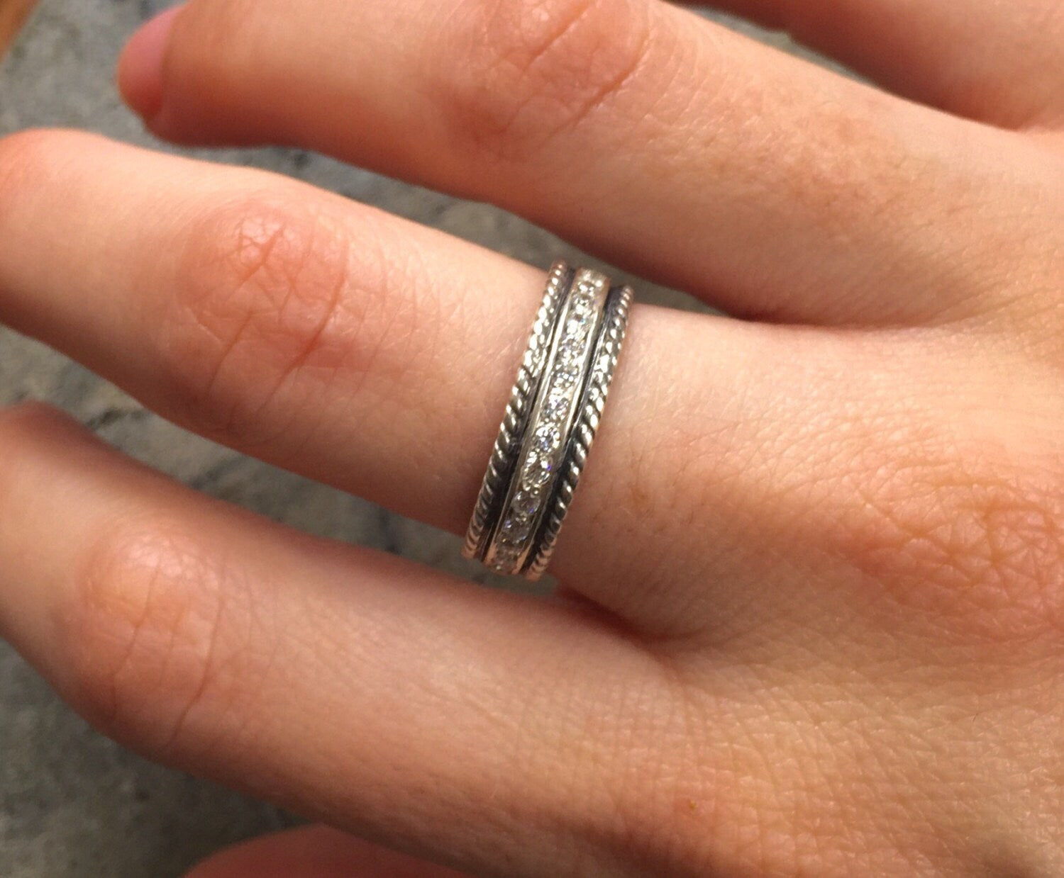 Diamond Band, CZ Diamonds, Eternity Ring, Diamond Eternity Ring, Promise Ring, Vintage Band, Vintage Wedding Band, Solid Silver, Silver Band