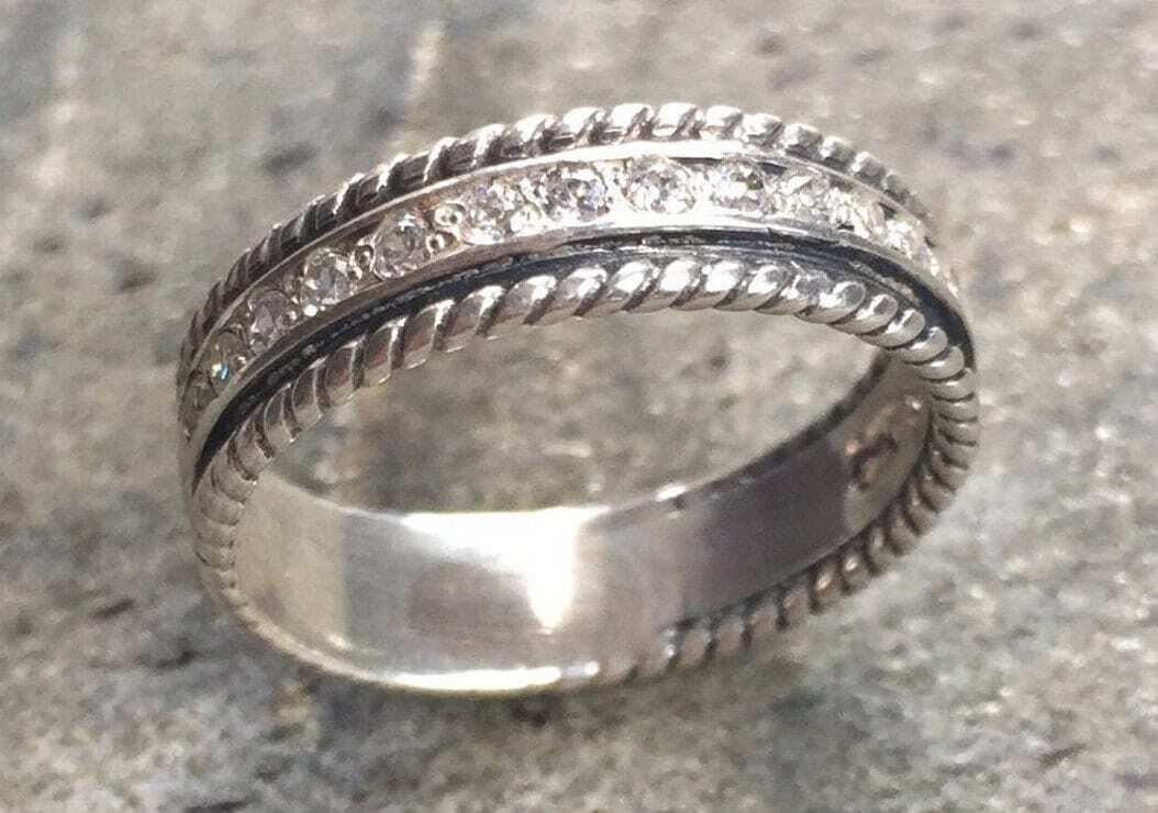 Diamond Band, CZ Diamonds, Eternity Ring, Diamond Eternity Ring, Promise Ring, Vintage Band, Vintage Wedding Band, Solid Silver, Silver Band