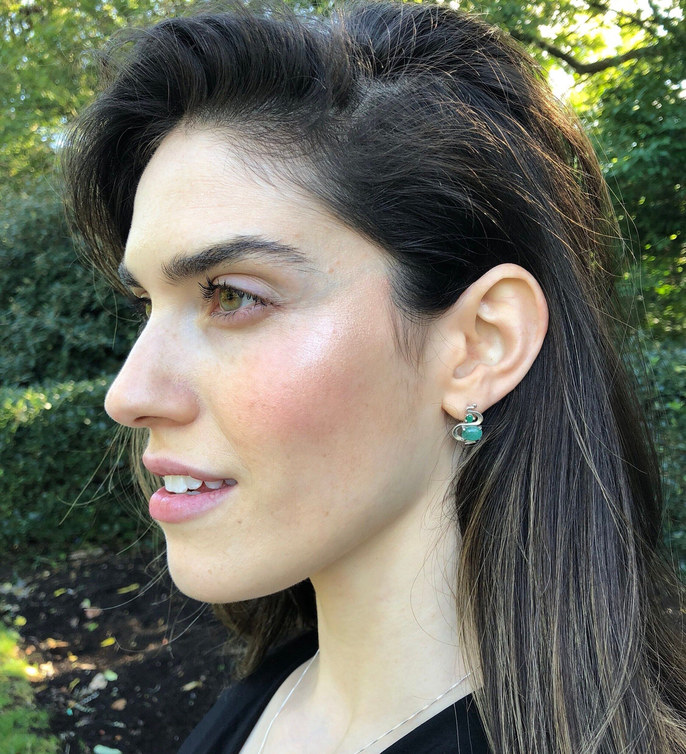 Red Coral Earrings, Natural Coral, Emerald Earrings, March Birthstone, May Birthstone, Genuine Coral, Unique Earrings, Solid Silver, Coral