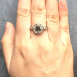 Green Diamond Ring - Diamond Cluster Ring - Round Vintage Ring