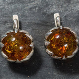 Large Amber Earrings - Yellow Drop Earrings - Round Statement Earrings