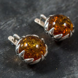 Large Amber Earrings - Yellow Drop Earrings - Round Statement Earrings