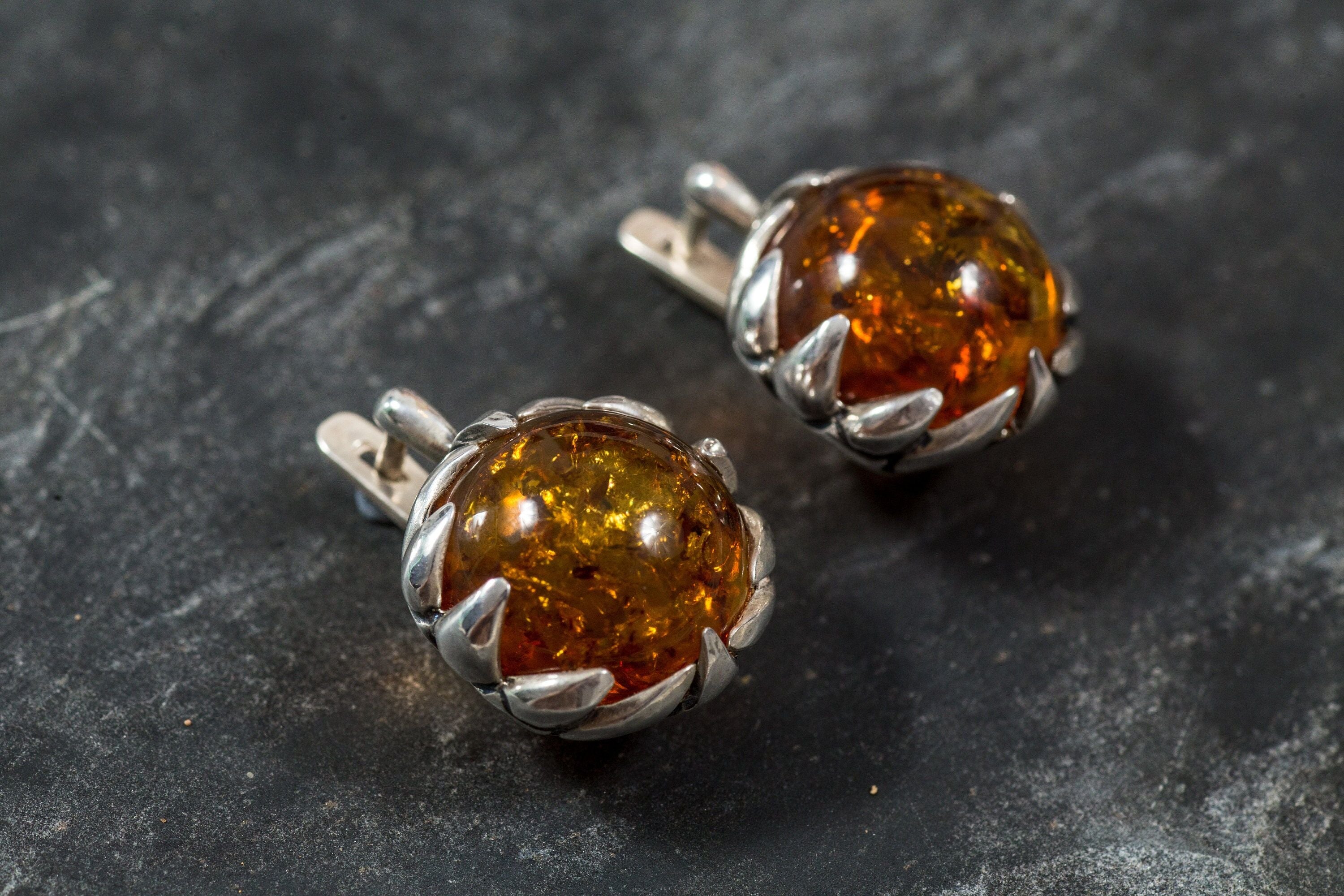 Large Amber Earrings, Natural Amber Earrings, Genuine Amber, Taurus Birthstone, Big Amber Earrings, Vintage Earrings, Big Silver Earrings