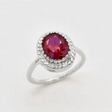 Created Ruby Ring made in 925 Sterling Silver with Oval Created Red Ruby in Solitaire setting, July Birthstone gift idea, symbolizes nobility, purity, and passion, ideal for everyday wear and perfect for birthday gifting and special occasions.