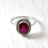 Antique Ruby Ring, Created Ruby, Vintage Ring, Solitaire Ring, Red Ruby Ring, 3 Carat Ring, Victorian Ring, Oval Ring, Solid Silver Ring