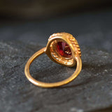 Gold Ruby Ring - Red Vintage Ring - Oval Cocktail Ring