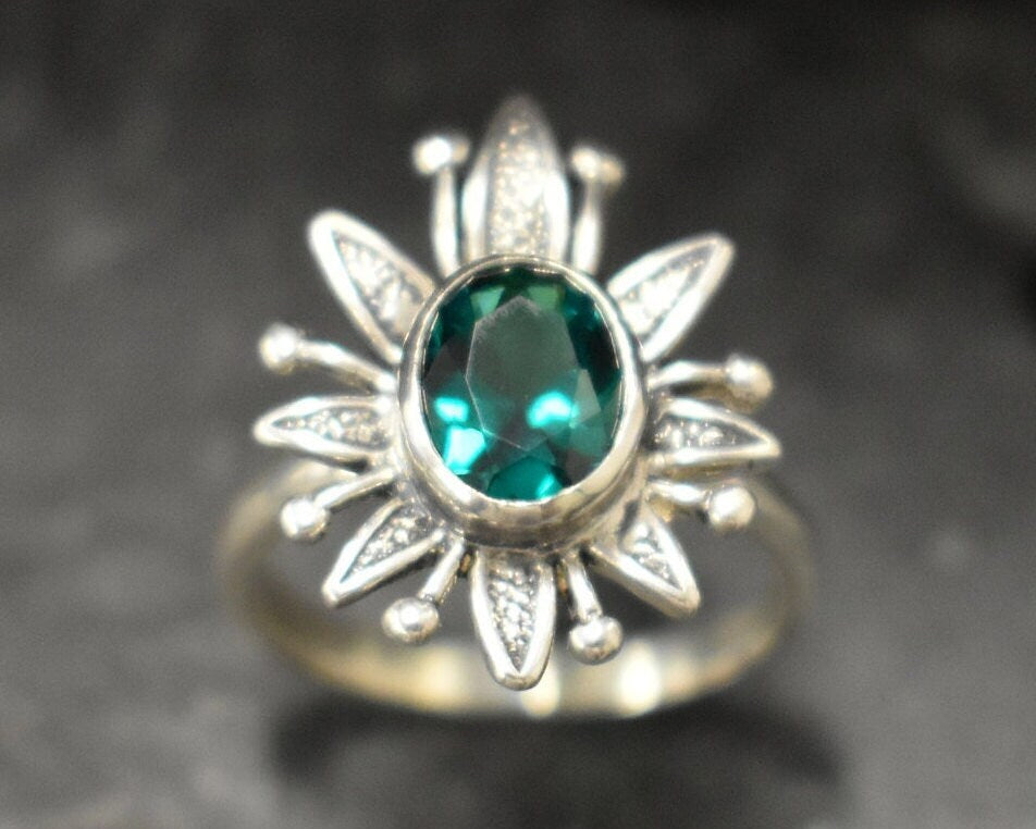 Created Emerald Ring made in 925 Sterling Silver with Oval Created Green Emerald in Bezel setting, May Birthstone gift idea, symbolizes, ideal for everyday wear and perfect for birthday gifting and special occasions.