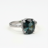 Green Diamond Ring - Green Oval Ring - Diamond Solitaire Ring