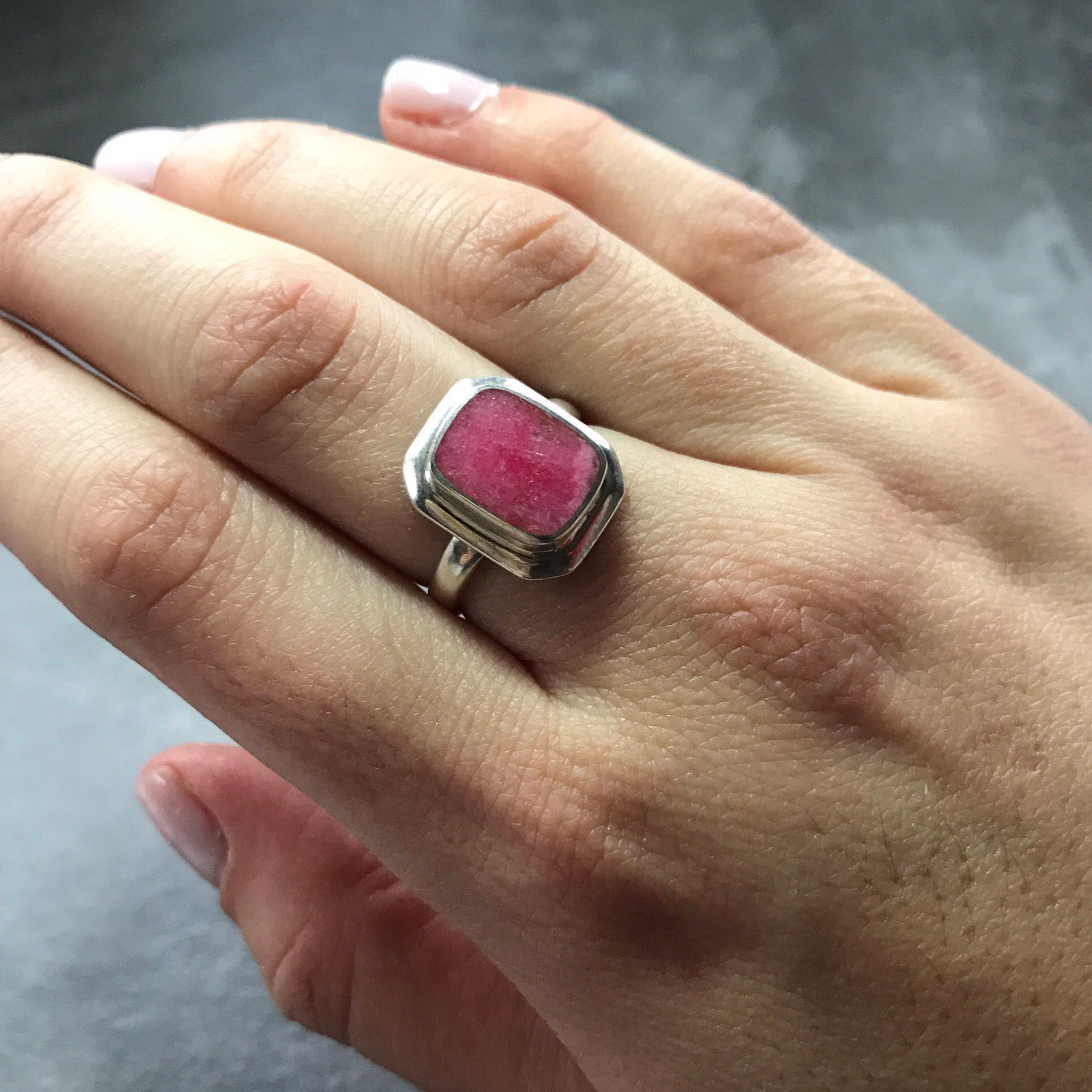 Rhodochrosite Ring, February Birthstone, Vintage Rings, Rhodochrosite, Argentina Ring, Natural Stone, Large Rhodochrosite, Solid Silver Ring (568948133)