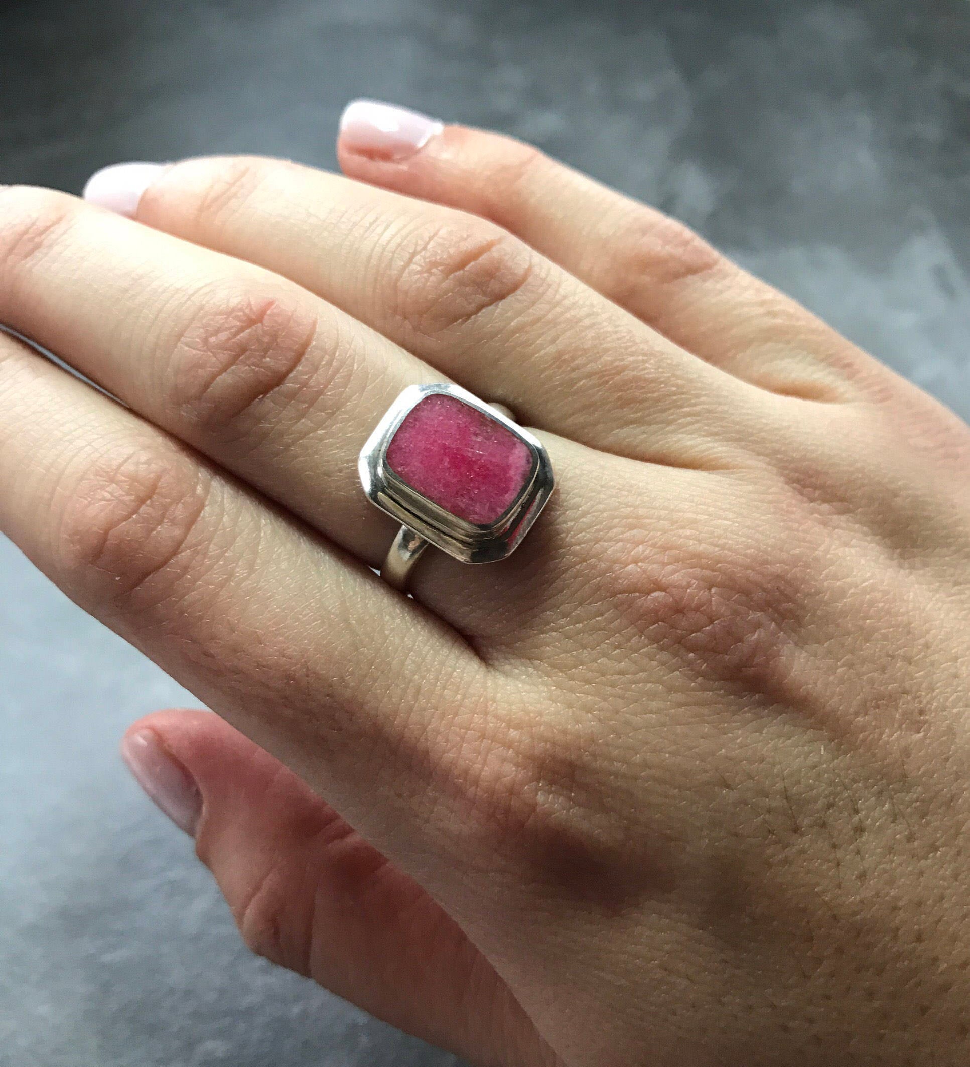 Rhodochrosite Ring, February Birthstone, Vintage Rings, Rhodochrosite, Argentina Ring, Natural Stone, Large Rhodochrosite, Solid Silver Ring (568948133)