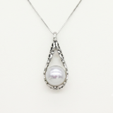 Vintage Pearl Necklace - Natural White Pearl Necklace - Statement Pearl Pendant