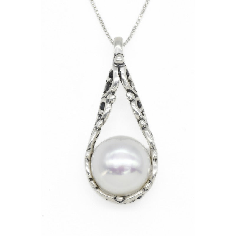Pearl Pendant, Natural Pearl, White Pearl Pendant, Large Pearl Pendant, Vintage Pendant, June Birthstone, June Pendant, White Pearl (558265086)