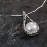 Vintage Pearl Necklace - Natural White Pearl Necklace - Statement Pearl Pendant