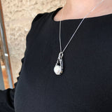 Vintage Pearl Necklace - Natural White Pearl Necklace - Statement Pearl Pendant