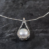 Vintage Pearl Necklace - Natural White Pearl Necklace - Statement Pearl Pendant