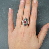 Pink Tourmaline Ring - Multistone Boho Ring - Chunky Vintage Ring