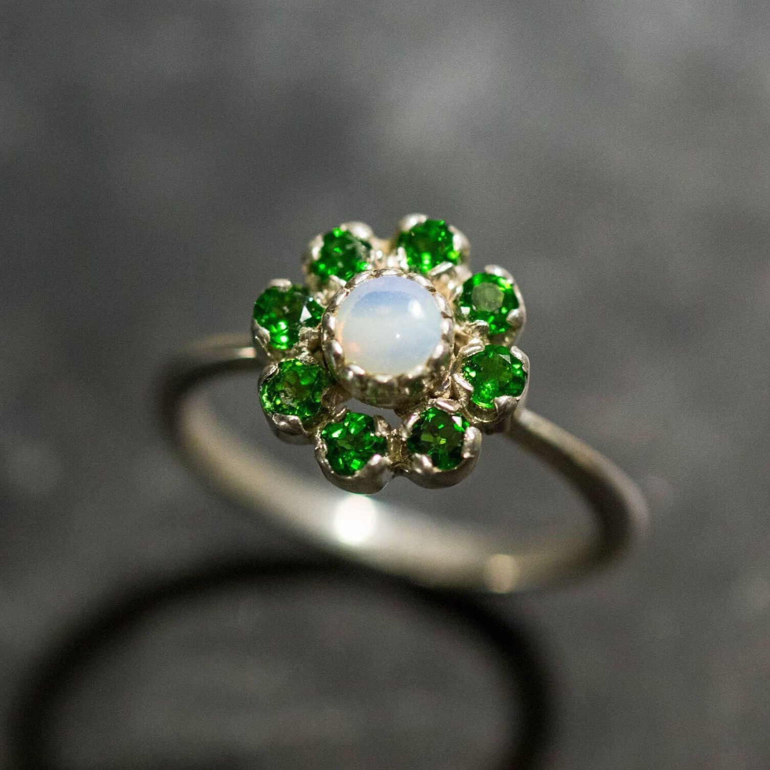 Natural Australian Opal Ring made in 925 Sterling Silver with Natural White Australian Opal in setting, October Birthstone gift idea, symbolizes hope, purity, and truth, ideal for everyday wear and perfect for birthday gifting and special occasions.