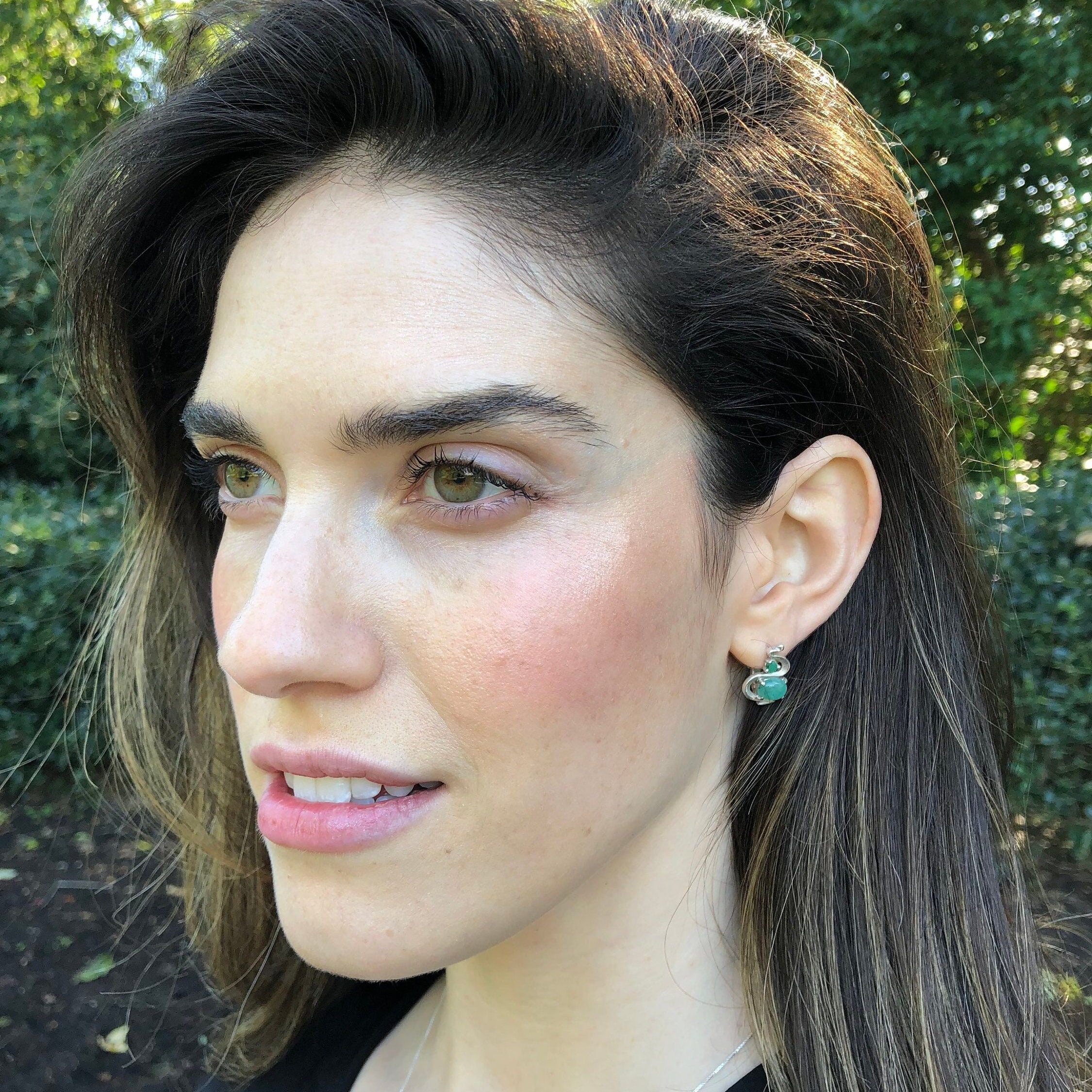 Opal Earrings, Natural Opal, Asymmetric Earrings, Real Opal Earrings, Opal Studs, Fire Opal Earrings, Dainty Earrings, 925 Silver Earrings