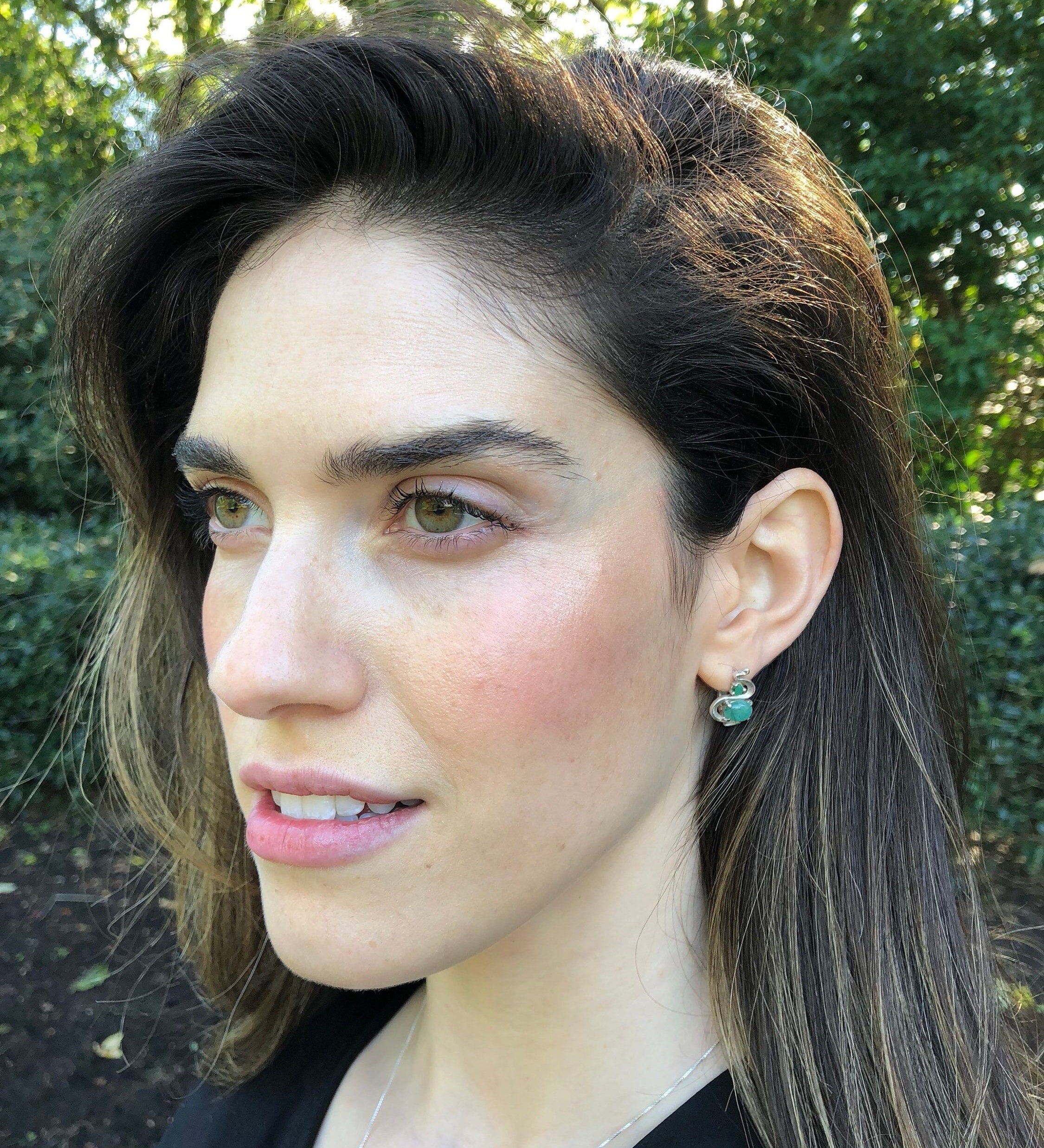 Opal Earrings, Natural Opal, Asymmetric Earrings, Real Opal Earrings, Opal Studs, Fire Opal Earrings, Dainty Earrings, 925 Silver Earrings