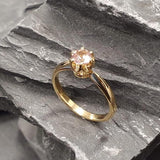Morganite Gold Ring - Pink Solitaire Ring - Rose Gold Ring