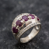 Natural Ruby Ring - Red Dome Ring - Wide Vintage Ring