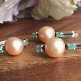 Large Pearl Ring - Natural Emerald Ring - Vintage Cocktail Ring