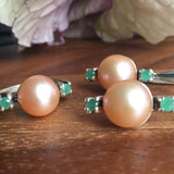 Large Pearl Ring - Natural Emerald Ring - Vintage Cocktail Ring