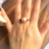 Large Pearl Ring - Natural Emerald Ring - Vintage Cocktail Ring