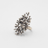 Coral Silver Ring - Long Statement Ring - Vintage Coral Ring