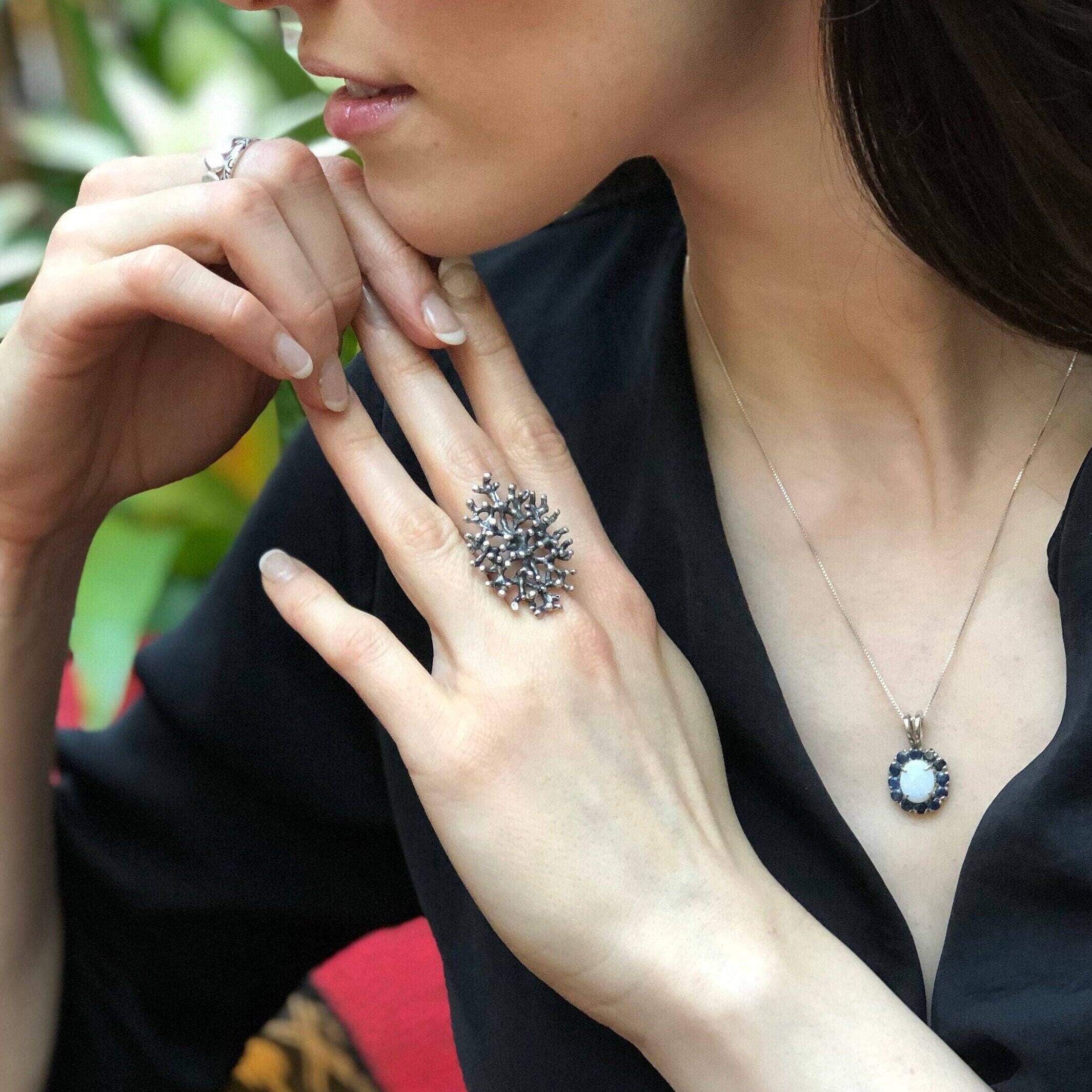 Coral Ring, Silver Coral Ring, Statement Ring, Artistic Ring, Designer Ring, Coral Design, Unique Ring, Sterling Silver Ring, Silver Ring