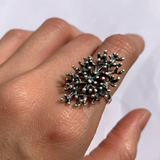 Coral Silver Ring - Long Statement Ring - Vintage Coral Ring